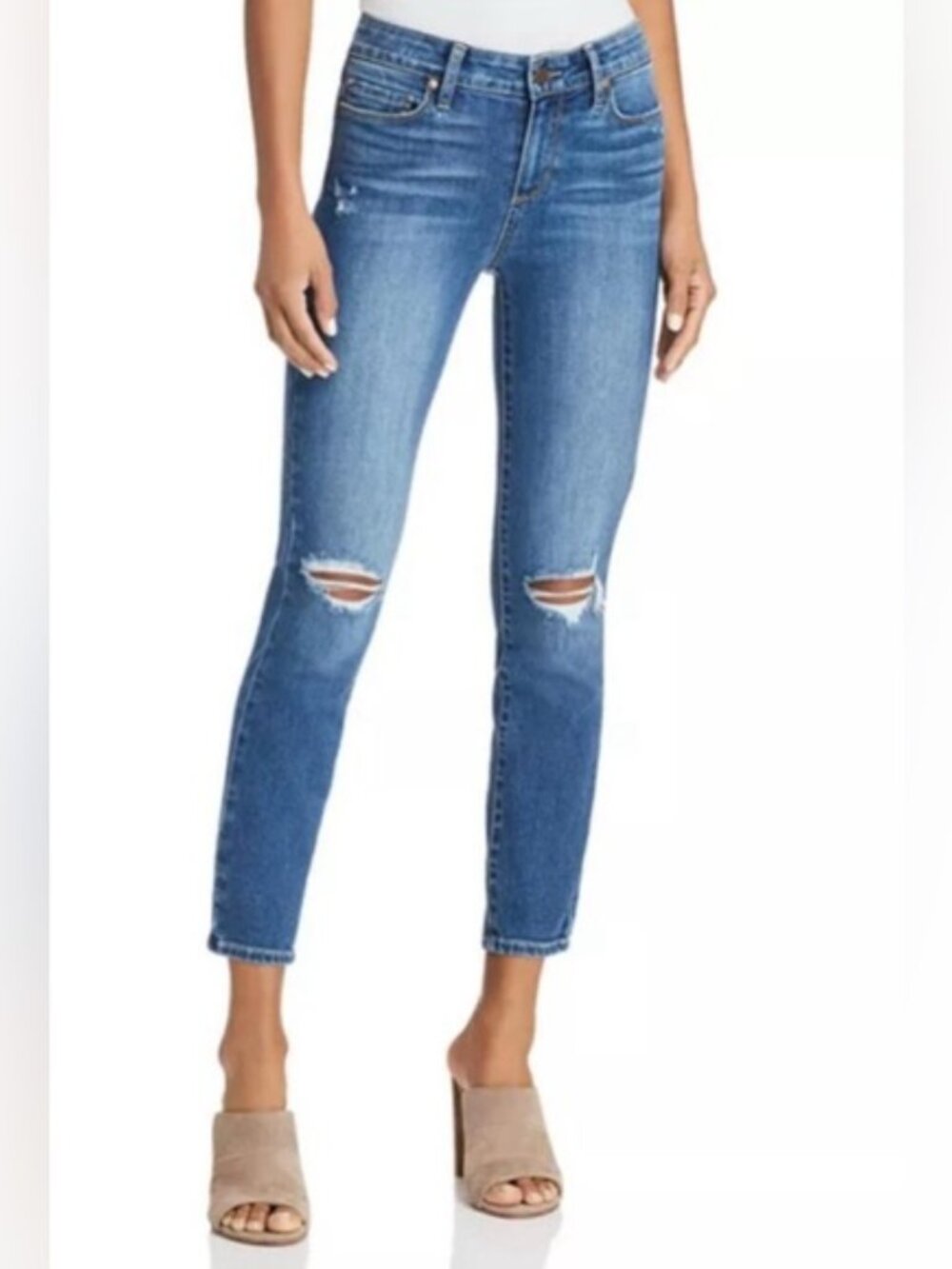 PAIGE Verdugo Crop Distressed Ankle Skinny Jeans size 27